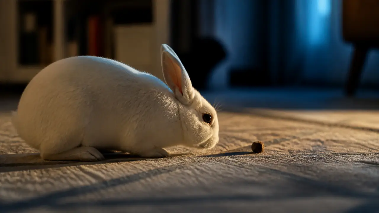 Vision lapin : angle mort devant le nez, vue de profil