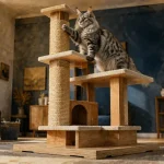 Arbre à chat pour gros chat XXL stable en bois, socle large