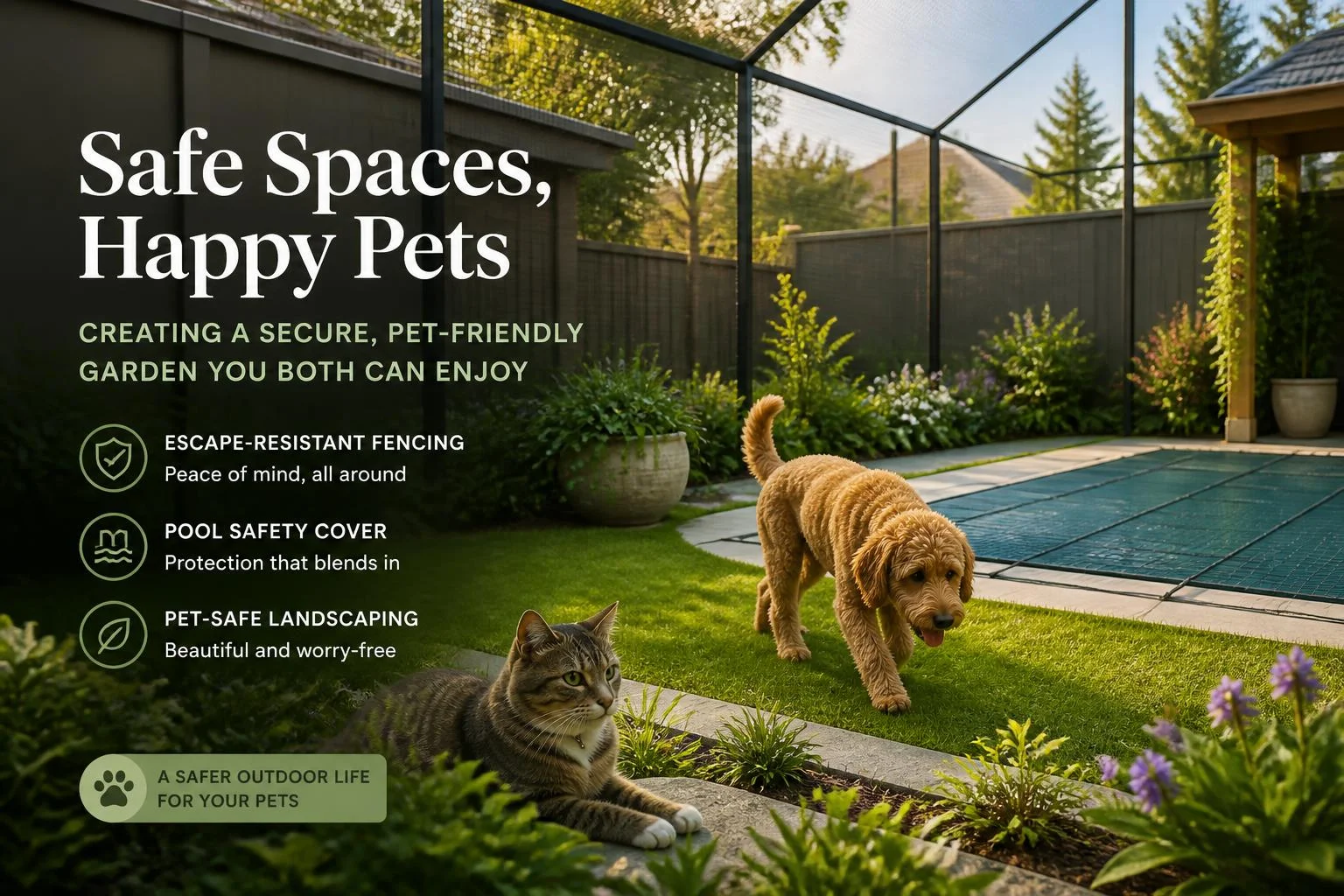 Clôtures et ombre : sécuriser un jardin pour chiens