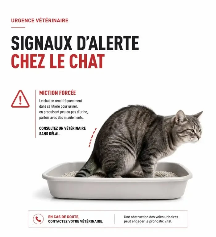 Signaux d'alerte d'urgence vétérinaire quand mon chat urine beaucoup dans sa litière