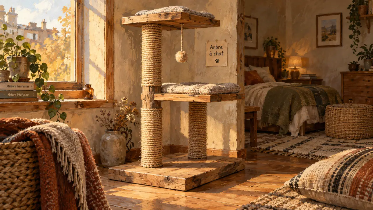 Arbre à chat fait maison : faire un arbre à chat avec de la récup, bois et corde