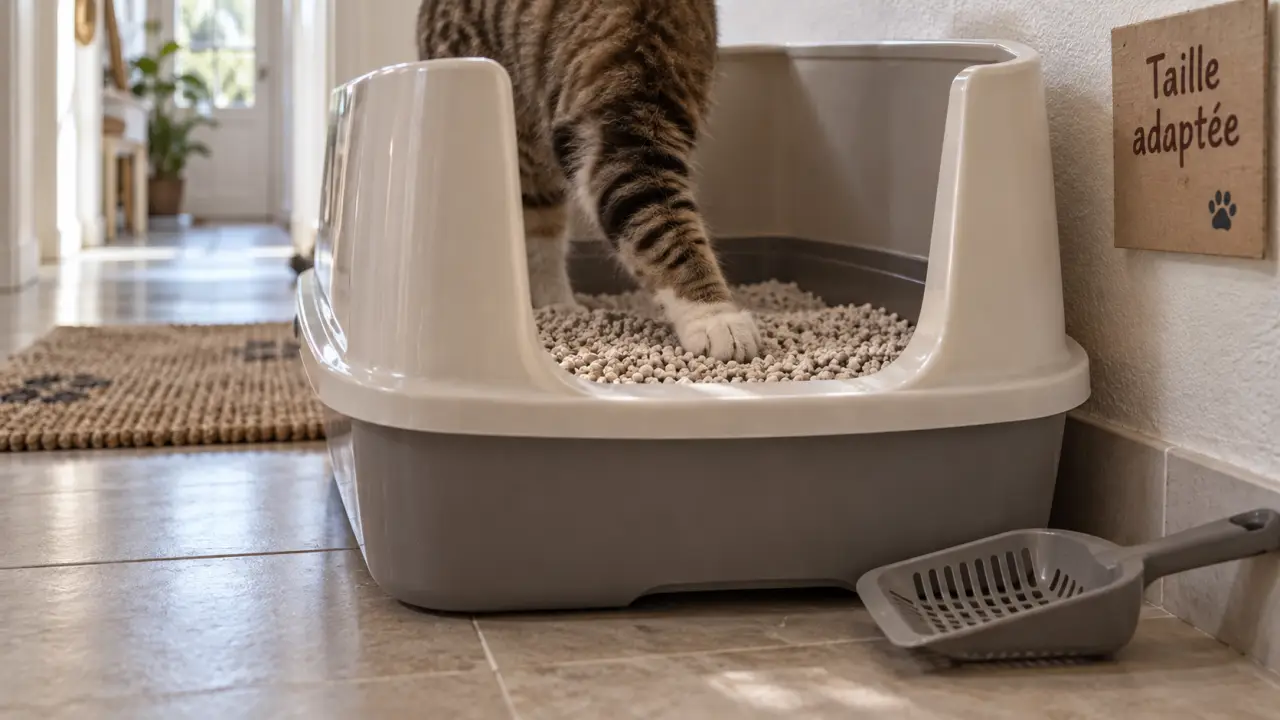 Litière pour grand chat XXL 60 cm, bac ouvert et stable
