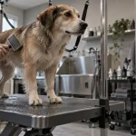 Table de toilettage pour chien : hauteur mal réglée et brossage