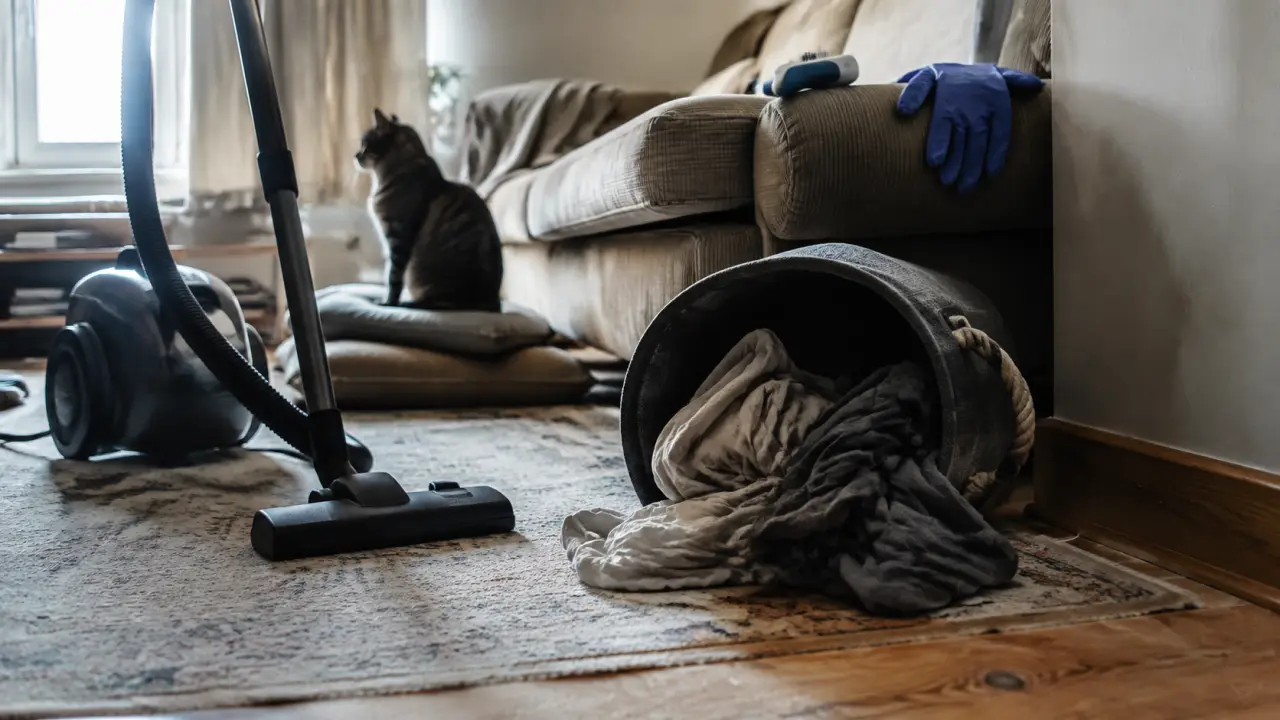 Traitement puces chat maison : puces dans textiles, aspirateur au sol
