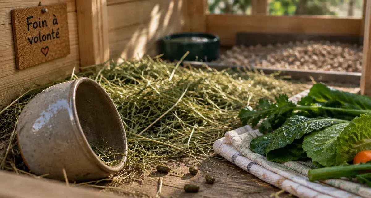 Alimentation lapin : foin à volonté avant les légumes