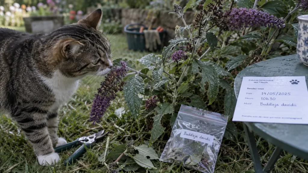 Buddleja davidii et chat : une ingestion à prendre au sérieux, sans dose toxique établie