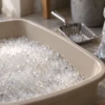 Litière pour chat silice : cristaux translucides en bac